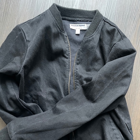 American Apparel Bomber Black Jacket - Picture 2 of 3